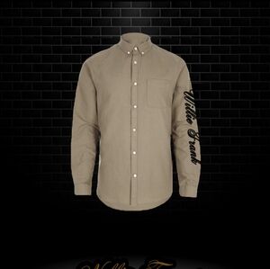 WFC Tan Button-Up Shirt with Script Sleeve